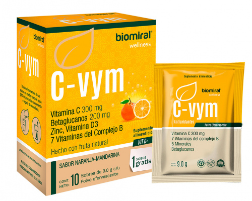 C-VYM VITAMINA C, ZINC, VITAMINA D3 Y BETAGLUCANOS SOBRES